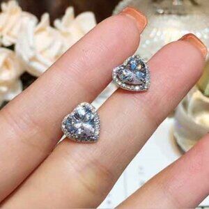 Diamond Solitaire Heart Earrings